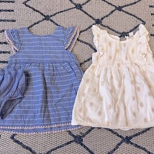 Dress Bundle 6-12m Old Navy Cream Dress and 12m Carters Blue Dress